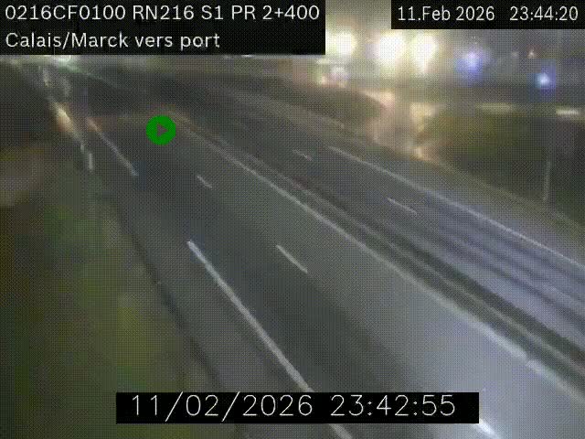 Webcam à Calais sur A216 (N216) en direction du port (harbour) de Calais.