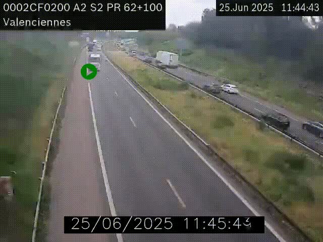 Webcam autoroute A2 à Valenciennes. Vue orientée vers Maubeuge et Mons (Belgique)