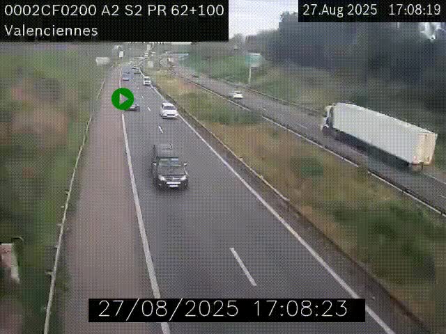 Webcam autoroute A2 à Valenciennes. Vue orientée vers Maubeuge et Mons (Belgique)