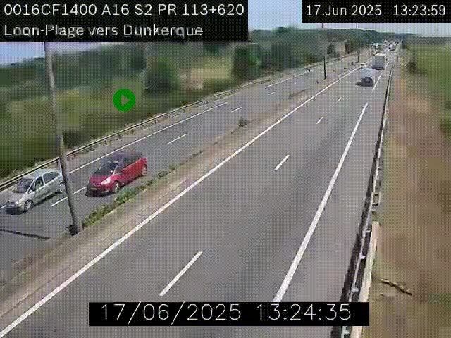 Webcam autoroute A16 à hauteur de Loon-Plage. Vue orientée vers Dunkerque et la Belgique.