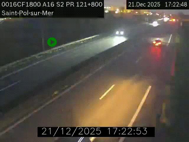 Webcam autoroute A16 à proximité de Dunkerque, à hauteur de la sortie Saint-Pol-sur-Mer. Vue orientée vers Calais