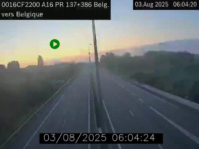 Webcam à la frontière franco-belge au niveau de Bray-Dunes/De-Panne sur l'autoroute A16. Vue orientée vers la Belgique
