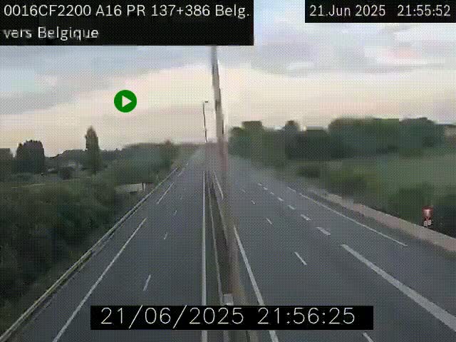 Webcam à la frontière franco-belge au niveau de Bray-Dunes/De-Panne sur l'autoroute A16. Vue orientée vers la Belgique