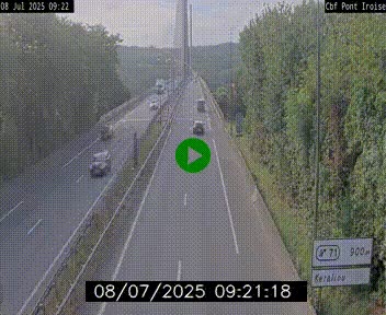 Webcam sur la N165 après le Pont de l'Iroise, à l'entrée de Brest