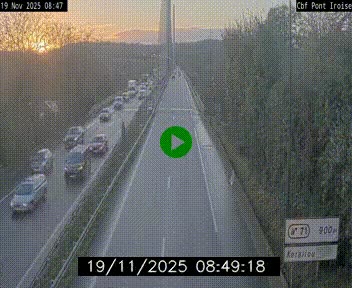 Webcam sur la N165 après le Pont de l'Iroise, à l'entrée de Brest