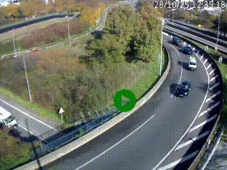 Caméra autoroute à la jonction entre l'A7 et la D301 (Boulevard urbain Sud de Lyon) à Feyzin, au sud de Lyon. Vue orientée vers Mions