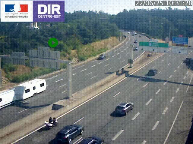 Caméra de circulation routière sur le boulevard périphérique Laurent Bonnevay de Lyon (D383) à hauteur de Bron, avant la jonction avec l'A43. Vue orientée vers l'échangeur