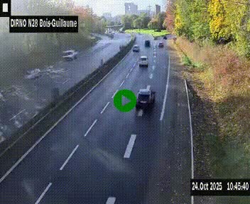 Webcam routière à hauteur de Bois-Guillaume en périphérie de Rouen. Vue orientée vers Rouen
