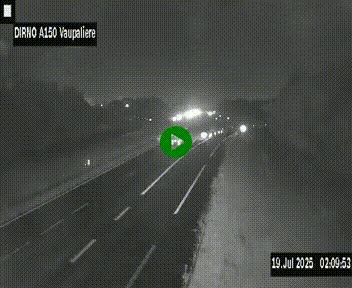 Webcam autoroute A150 à hauteur de La Vaupalière en périphérie de Rouen. Vue orientée vers Rouen