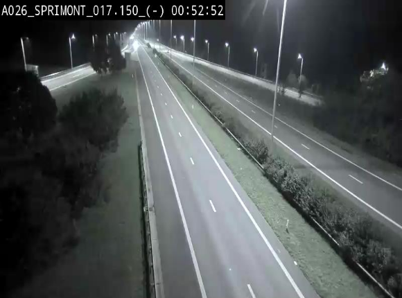 Webcam E25 (A26) à hauteur de Sprimont en direction de Liège et en provenance de Bastogne