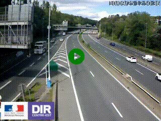 Caméra autoroute sur A6 - Valvert, près de Lyon, en direction de Paris, à hauteur de la sortie 36 Porte du Valvert
