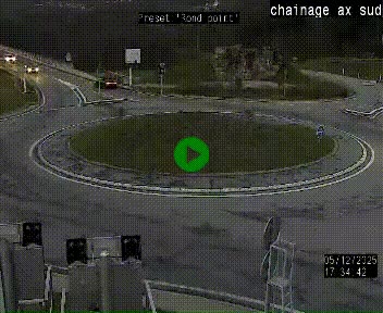 Webcam au nord d'Ax-les-Thermes au niveau de l'aire de chaînage de la N20. Vue orientée vers les Pyrénées, en direction de Pas de la Case