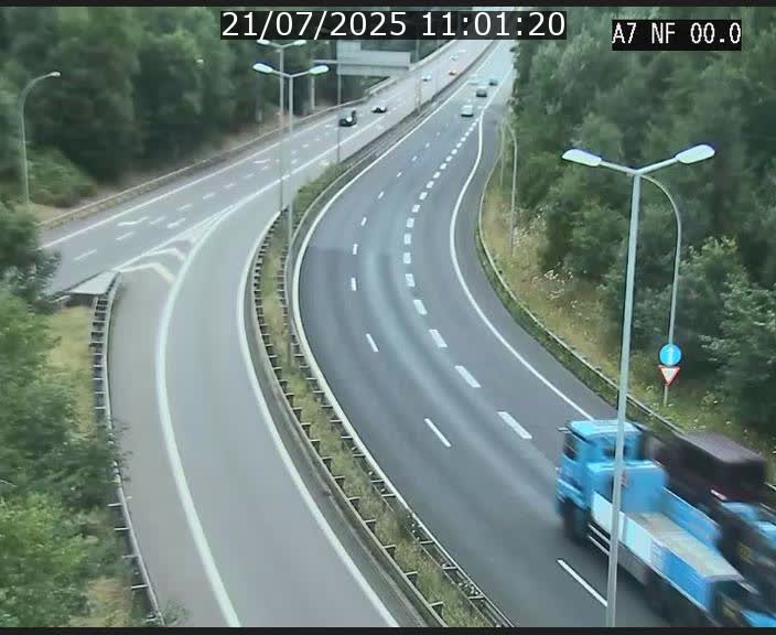 Caméra autoroute Luxembourg A7 - Echangeur A1/A7 Grünewald direction Tunnel Stafelter