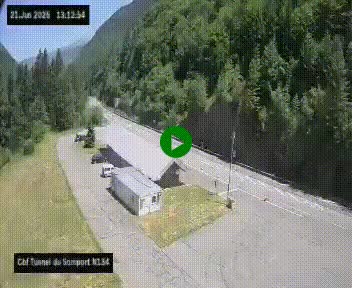 Webcam à l'entrée du tunnel du Somport, côté français, sur la N134, dans les Pyrénées, en direction de l'Espagne, à 1116 mètres d'altitude