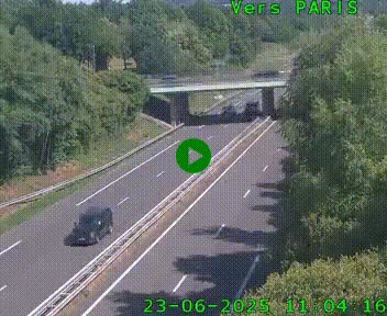 Caméra routière sur l'autoroute A20 au nord de Limoges, à la jonction avec la N520. Vue orientée vers Paris