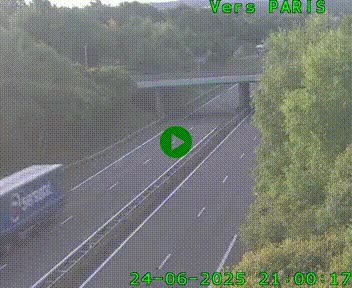 Caméra routière sur l'autoroute A20 au nord de Limoges, à la jonction avec la N520. Vue orientée vers Paris
