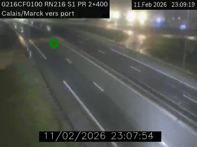 Webcam à Calais sur A216 (N216) en direction du port (harbour) de Calais.