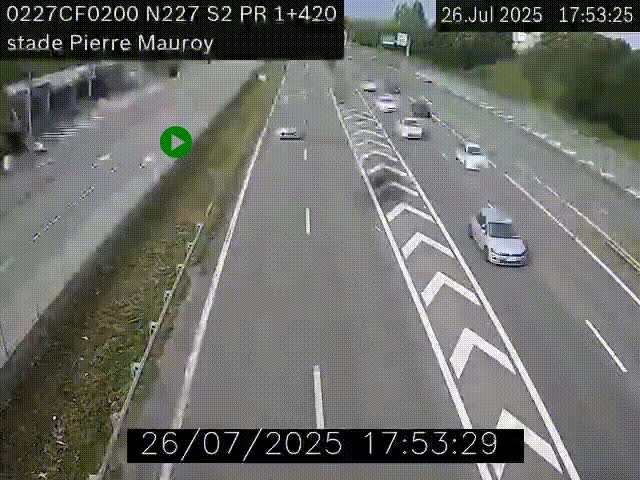 Webcam à hauteur du Stade Pierre Mauroy à Villeneuve d'Ascq sur la N227. Vue orientée vers Mons-en-Baroeul