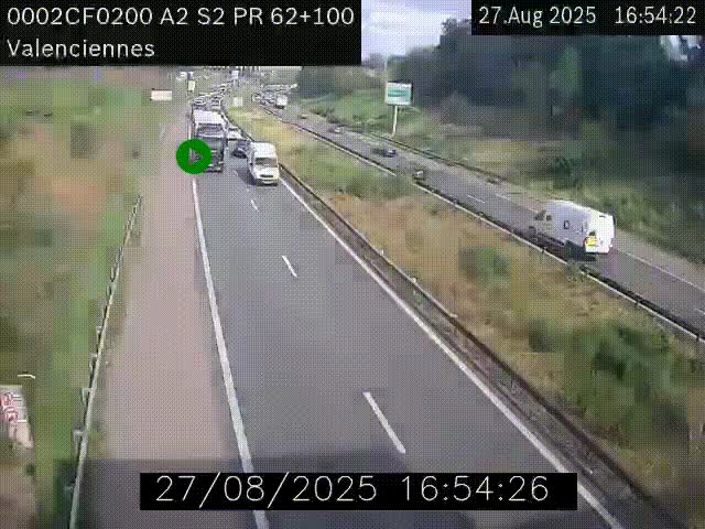 Webcam autoroute A2 à Valenciennes. Vue orientée vers Maubeuge et Mons (Belgique)