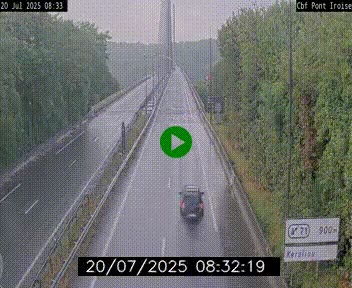 Webcam sur la N165 après le Pont de l'Iroise, à l'entrée de Brest