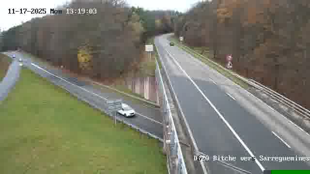 Webcam sur la D620, sur le contournement de Bitche. Vue orientée vers Sarreguemines
