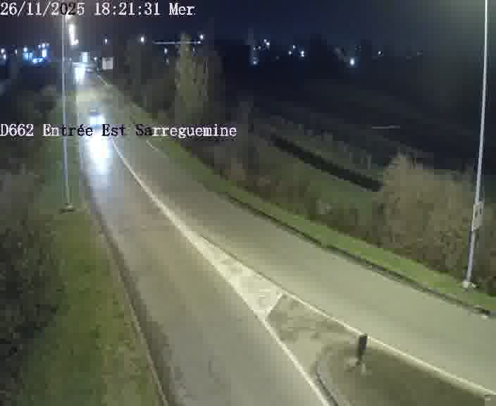 Point de vue trafic déployé sur D662 (France) à Sarreguemines, regardant vers Sarreguemines, aidant conducteurs et services à anticiper les flux.