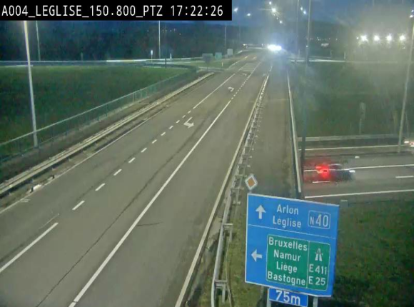 Webcam au-dessus de l'E411 sur la N40. Vue orientée vers Léglise en provenance de Neufchâteau