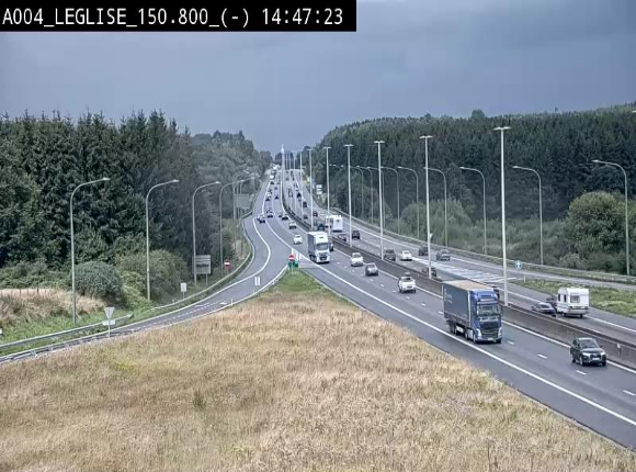 Webcam E411 dans la Côte de Léglise. Vue orientée vers Bruxelles