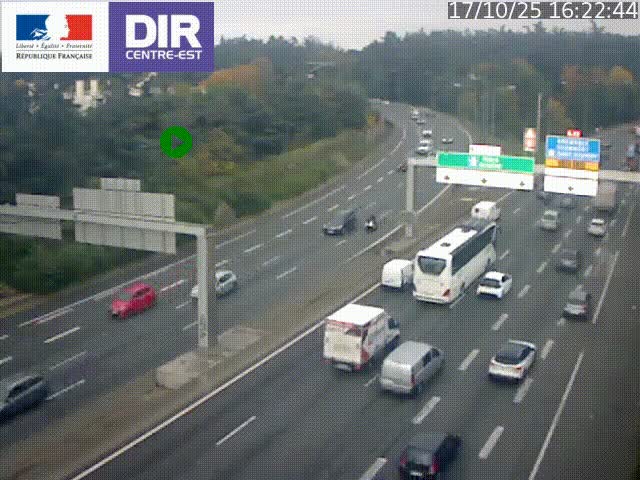 Caméra de circulation routière sur le boulevard périphérique Laurent Bonnevay de Lyon (D383) à hauteur de Bron, avant la jonction avec l'A43. Vue orientée vers l'échangeur