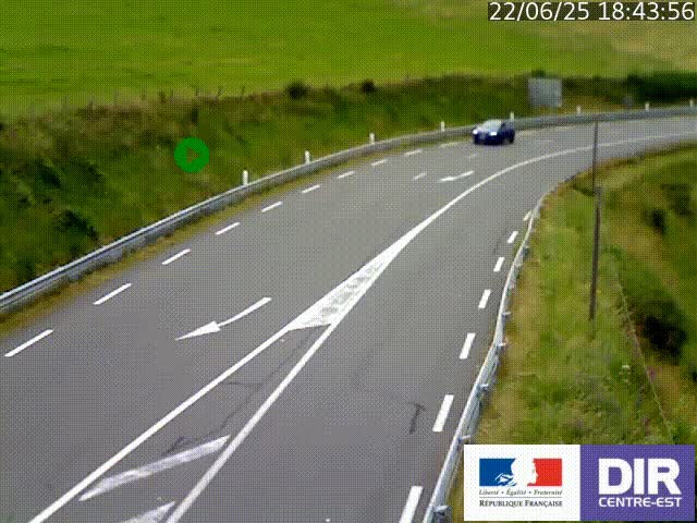 Webcam sur le col Pin Bouchain, vue orientée vers Roanne, en provenance de Lyon sur la nationale 7 (N7)