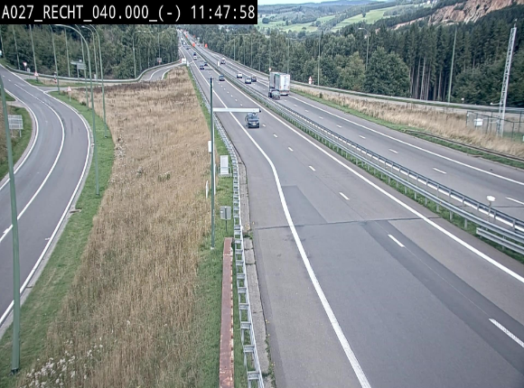 Webcam A27/E42 à hauteur de la sortie 13 Recht à proximité de Malmedy. Vue orientée vers Malmedy et Liège
