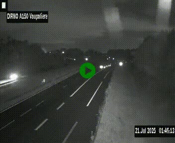 Webcam autoroute A150 à hauteur de La Vaupalière en périphérie de Rouen. Vue orientée vers Rouen