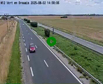 Webcam à hauteur de Vert-en-Drouais sur la N12, en périphérie de Dreux. Vue orientée vers Alençon
