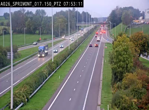 Webcam A26 (E25) à Sprimont, sur l'autoroute entre Liège et Arlon. Vue orientée vers le Luxembourg