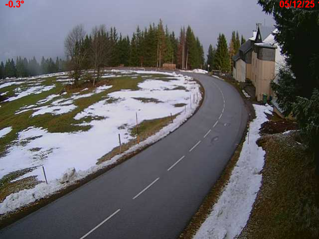 Webcam en haut du col du Ballon d'Alsace sur la D465 à 1075 mètres d'altitude dans les Vosges
