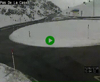 Webcam sur la N22 au niveau du poste frontière entre la France et Andorre à proximité de Pas de la Case à plus de 2000 mètres d'altitude