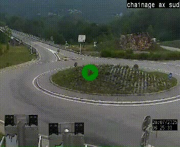 Webcam au nord d'Ax-les-Thermes au niveau de l'aire de chaînage de la N20. Vue orientée vers les Pyrénées, en direction de Pas de la Case