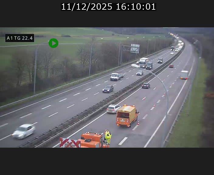 Traffic live webcam Luxembourg Flaxweiler - A1 direction Luxembourg - BK 22.4
