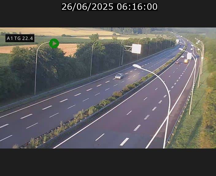 Traffic live webcam Luxembourg Flaxweiler - A1 direction Luxembourg - BK 22.4
