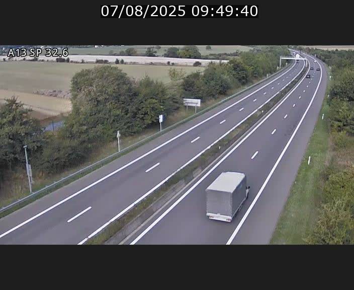 Webcam info trafic A13 à hauteur de Mondorf-les-bains. Vue orientée vers Altwies