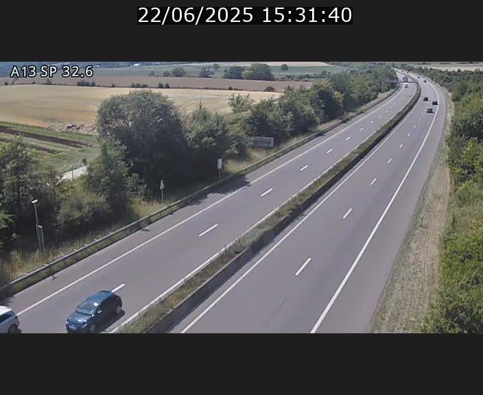 Webcam info trafic A13 à hauteur de Mondorf-les-bains. Vue orientée vers Altwies