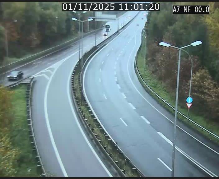 Caméra autoroute Luxembourg A7 - Echangeur A1/A7 Grünewald direction Tunnel Stafelter