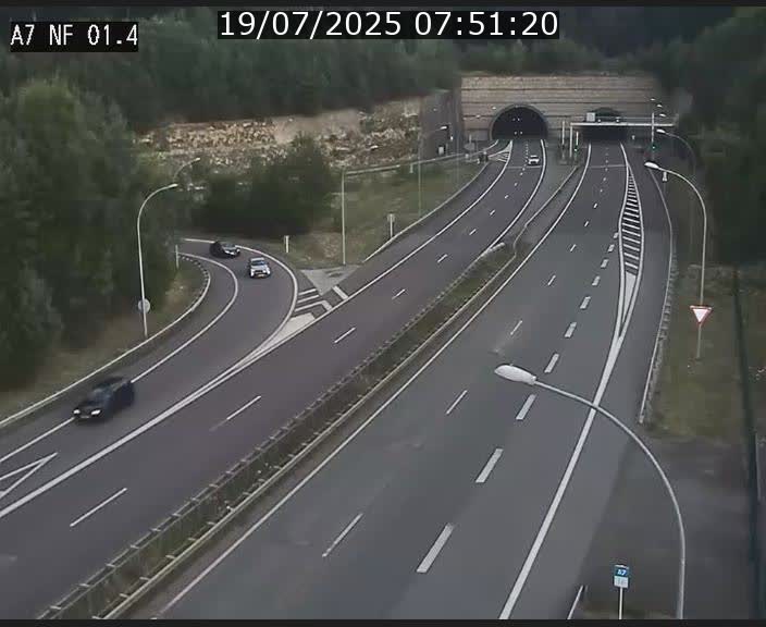 Caméra autoroute Luxembourg A7 - Echangeur Waldhaff - direction Tunnel Stafelter