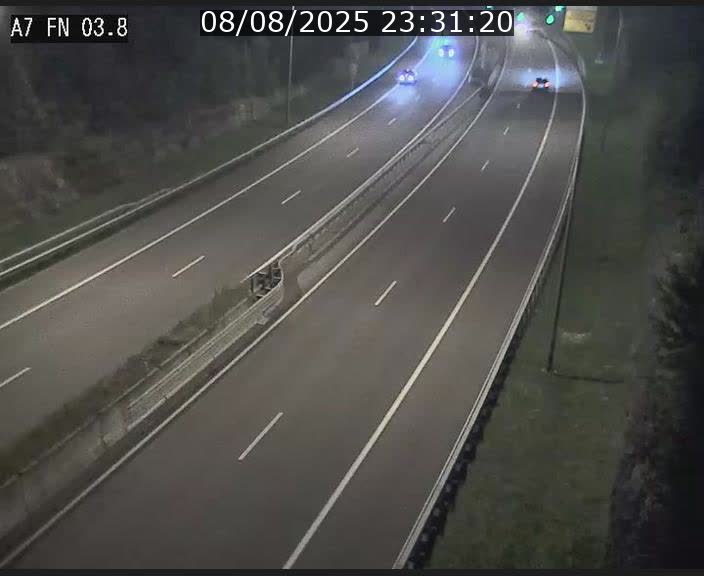 Caméra autoroute Luxembourg A7 - Passage à gibier Rëngelbour - direction Tunnel Stafelter