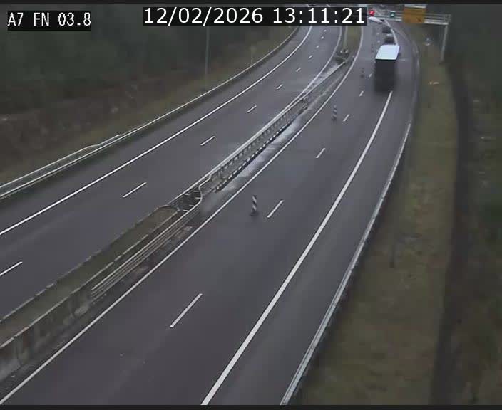 Caméra autoroute Luxembourg A7 - Passage à gibier Rëngelbour - direction Tunnel Stafelter