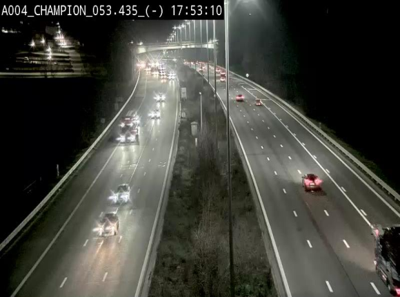 Webcam E411 à Champion, à proximité de Namur. Vue orientée vers Bruxelles