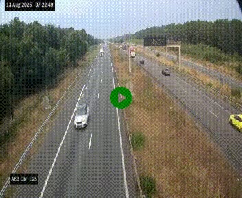 Webcam autoroute A63 en périphérie de Bordeaux au sud-est de la ville, en provenance du bassin d'Arcachon. Vue orientée vers Bordeaux