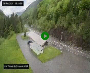 Webcam à l'entrée du tunnel du Somport, côté français, sur la N134, dans les Pyrénées, en direction de l'Espagne, à 1116 mètres d'altitude