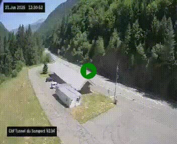 Webcam à l'entrée du tunnel du Somport, côté français, sur la N134, dans les Pyrénées, en direction de l'Espagne, à 1116 mètres d'altitude