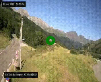 Webcam au col du Somport, côté français, sur la N134, dans les Pyrénées, en direction de l'Espagne, à 1632 mètres d'altitude